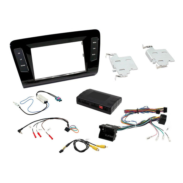 Skoda Octavia 2013-2017 Full Car Stereo Installation Kit BLACK double DIN Fascia, steering wheel control interface, antenna adapter and universal patchlead