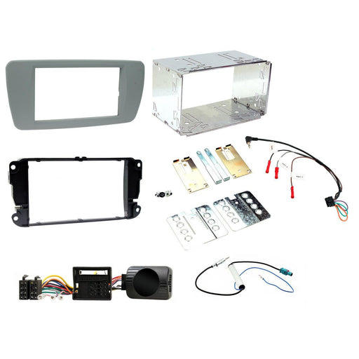 Seat Ibiza 2008-2014 Full Car Stereo Installation Kit CONEMARA GREY double DIN Fascia, steering wheel control interface, antenna adapter and universal patchlead