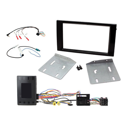 Seat Leon 2012-2015 Full Car Stereo Installation Kit BLACK double DIN Fascia, steering wheel control interface, For Non-amplified MIB II systems. 5" colour touchscreens