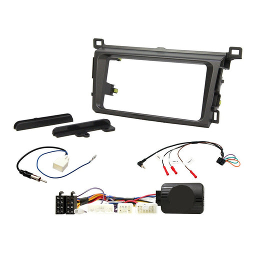 Toyota RAV4 2013-2018 Full Car Stereo Installation Kit DARK GREY double DIN Fascia, steering wheel control interface, antenna adapter and universal patchlead
