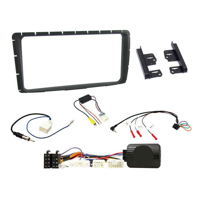 Toyota Hilux 2012-2015 Full Car Stereo Installation Kit BLACK double DIN Fascia, steering wheel control interface, antenna adapter and universal patchlead
