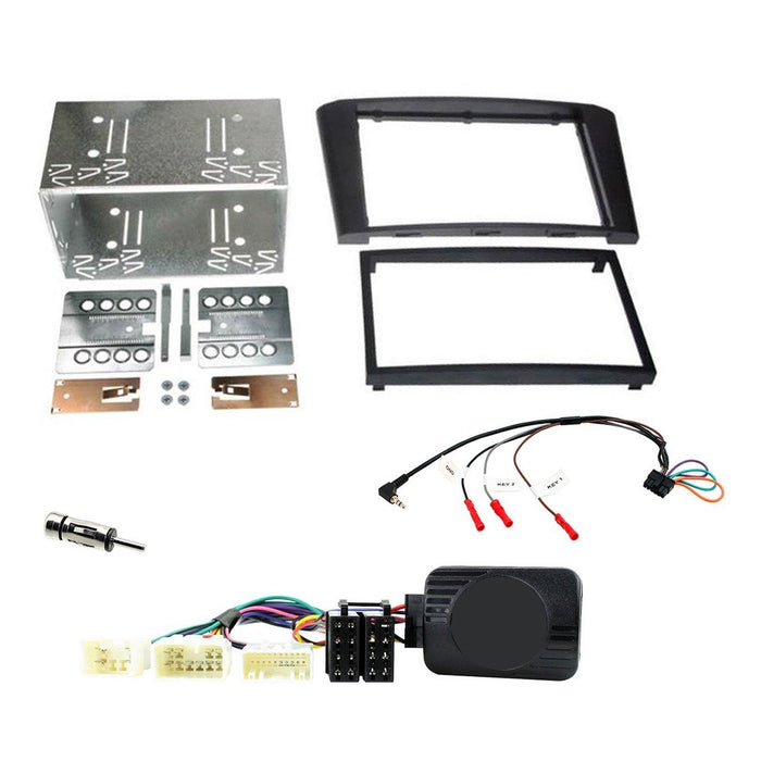 Toyota Avensis 2003-2009 Full Car Stereo Installation Kit BLACK double DIN Fascia, steering wheel control interface, antenna adapter and universal patchlead