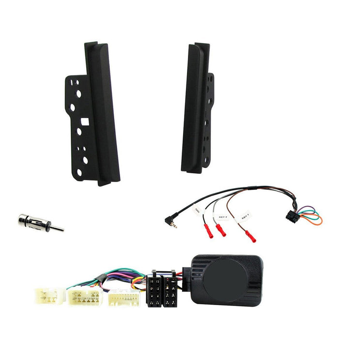 Toyota MR2 2000-2003 Full Car Stereo Installation Kit BLACK double DIN Fascia, steering wheel control interface, antenna adapter and universal patchlead