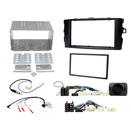 Toyota Auris 2007-2012 Full Car Stereo Installation Kit DARK GREY double DIN Fascia, steering wheel control interface, antenna adapter and universal patchlead