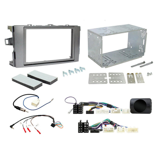 Toyota Auris 2007-2012 Full Car Stereo Installation Kit SILVER double DIN Fascia, steering wheel control interface, antenna adapter and universal patchlead