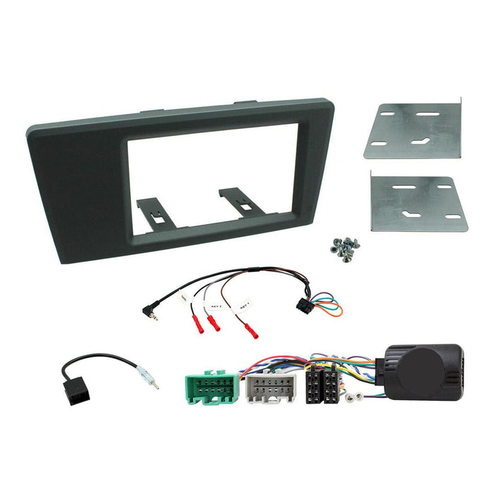 Volvo V70 2000-2004 Full Car Stereo Installation Kit GREY Double DIN Fascia, steering wheel control interface, an antenna adapter