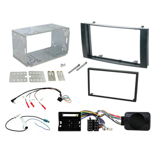 Full Car Stereo Installation Kit For VW Touareg 2003 - 2010 Double Din Fascia, Steering Wheel interface, antenna adapter and patch lead