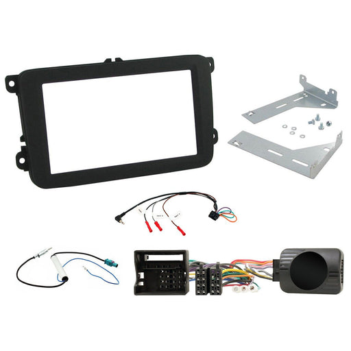 Volkswagen Magotan 2005-11 Full Car Stereo Kit featuring a Steering wheel control harness, , universal patchlead and bespoke double Din fascia