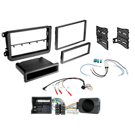 Volkswagen Grand California 2017-2019 Full Car Stereo Installation Kit BLACK double/single DIN Fascia, steering wheel control interface, For Vehicles with MIB-PQ Systems