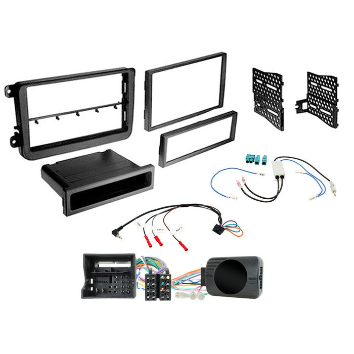 Volkswagen Caddy 2015-2020 Full Car Stereo Installation Kit BLACK double/single DIN Fascia, steering wheel control interface, For Vehicles with MIB-PQ Systems