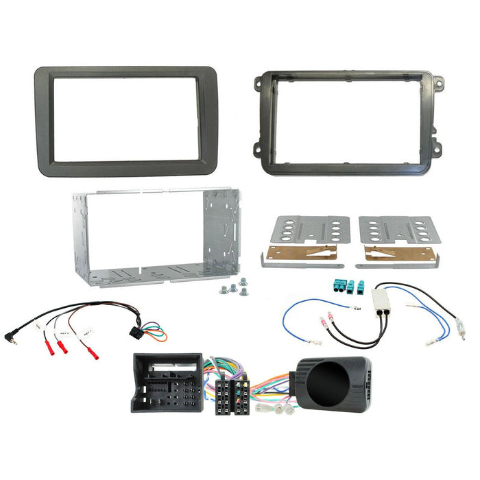 Volkswagen Sharan 2015-2021 Full Car Stereo Installation Kit BLACK double DIN Fascia, steering wheel control interface, For Vehicles with MIB-PQ Systems