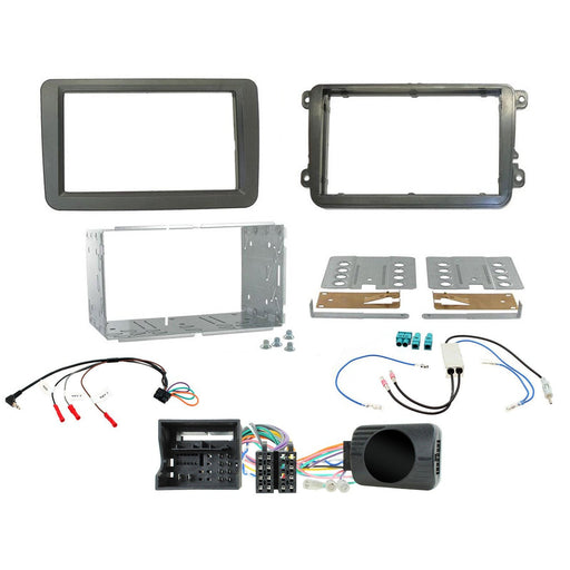 Volkswagen Caddy 2015-2020 Full Car Stereo Installation Kit BLACK double DIN Fascia, steering wheel control interface, For Vehicles with MIB-PQ Systems