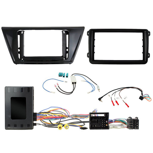Volkswagen Touran 2016+ Full Car Stereo Installation Kit BLACK double DIN Fascia, steering wheel control interface, For vehicles with MIB II systems