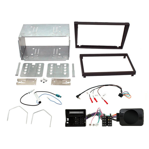 Vauxhall Meriva 2005-2010 Full Car Stereo Installation Kit BLACK double DIN Fascia, steering wheel control interface, antenna adapter and a universal patchlead