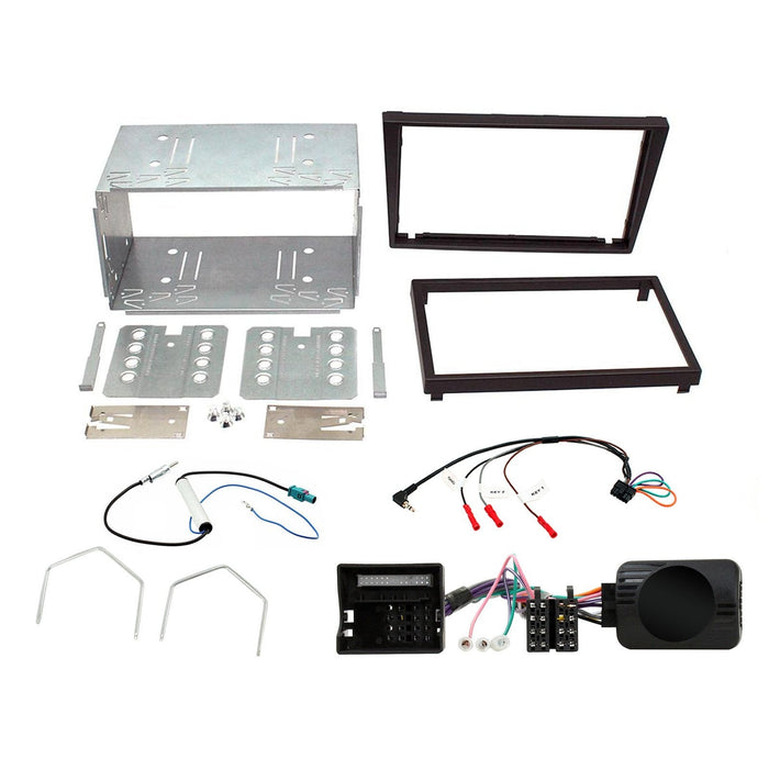 Vauxhall Tigra 2004-2009 Full Car Stereo Installation Kit BLACK double DIN Fascia, steering wheel control interface, antenna adapter and a universal patchlead