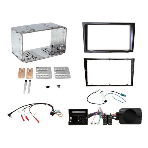 Vauxhall Astra 2004-2010 Full Car Stereo Installation Kit CHARCOAL Double DIN Fascia, steering wheel control interface, antenna adapter and universal patchlead.