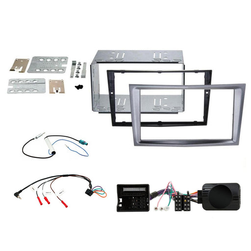 Vauxhall Zafira 2005-2014 Full Car Stereo Installation Kit CHARCOAL METALLIC Double DIN Fascia, steering wheel control interface, antenna adapter and universal patchlead.