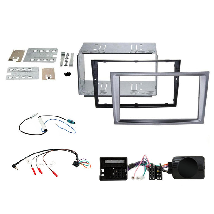 Vauxhall Astra 2004-2010 Full Car Stereo Installation Kit CHARCOAL METALLIC Double DIN Fascia, steering wheel control interface, antenna adapter and universal patchlead.