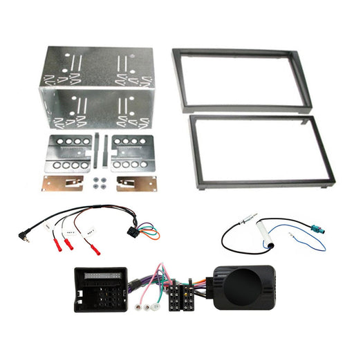 Vauxhall Vectra 2004-2008 Full Car Stereo Installation Kit CHARCOAL double DIN Fascia, steering wheel control interface, antenna adapter and universal patchlead