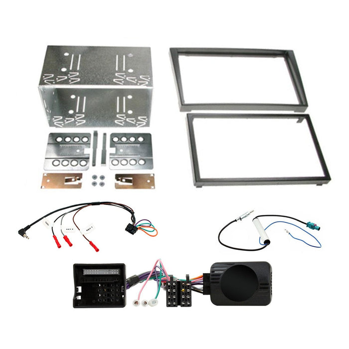 Vauxhall Meriva 2005-2010 Full Car Stereo Installation Kit CHARCOAL double DIN Fascia, steering wheel control interface, antenna adapter and universal patchlead
