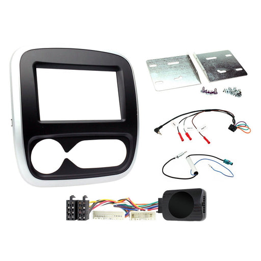 Vauxhall Vivaro 14> Full Car Stereo Kit, Includes Silver Trim Double Din Fascia, Plug Play Adapters mounting brackets and fitting accessories