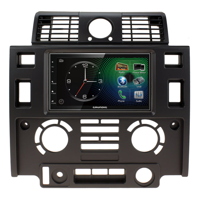 Grundig GX-3800 Double Din Car Stereo & MATT BLACK Fitting Kit for Land Rover Defender 2007-2016 Apple Carplay Android Auto | DAB Aerial Included