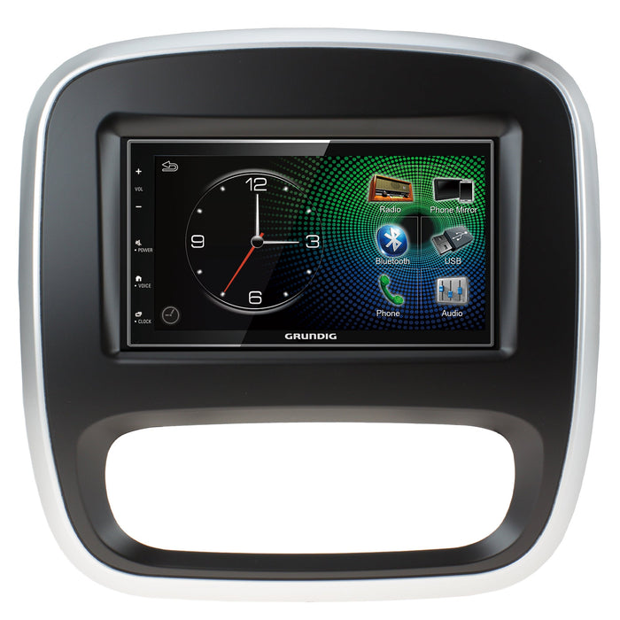 Grundig GX-3800 Double Din Car Stereo & SILVER and BLACK Fitting Kit for Renault Trafic 2014-2017 Apple Carplay Android Auto Dab | DAB Aerial Included