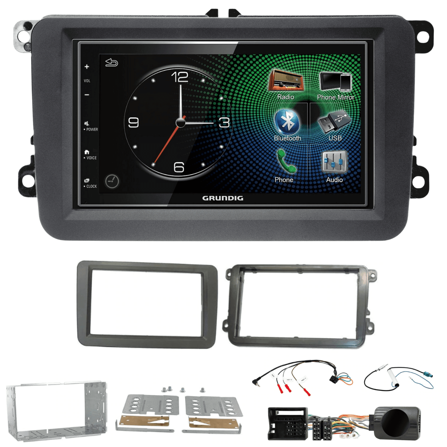 Grundig GX-3800 Double Din Car Stereo  Apple Carplay & Android Auto —