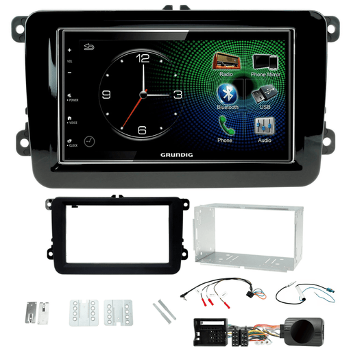 Grundig GX-3800 Double Din Car Stereo & BLACK Fitting Kit for Volkswagen EOS 2006-2015 Models Apple Carplay Android Auto Dab GRKVW02 | DAB Aerial Included