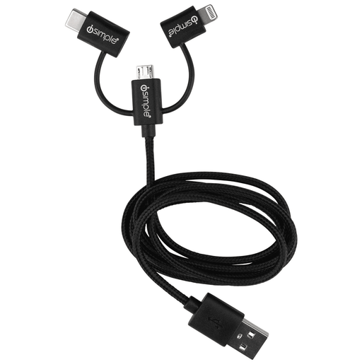 iSimple IS9406BK Charging Type C Micro USB Lightning | 1m Cable Length