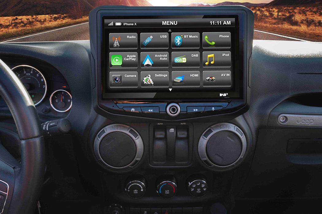JEEP WRANGLER JK 2011 to 2018 | HEIGH10 10 Inch Touch Screen Stereo Upgrade with Fitting Kit  |  Apple CarPlay & Android Auto | TopVehicleTech.com