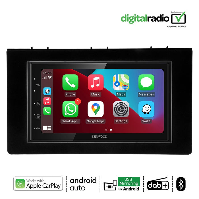 Kenwood DMX5020DABS Car Stereo & Fitting Kit for Saab 9-3 2006 to 2012 6.8" Touchscreen Apple CarPlay Android Auto | DAB Aerial Included