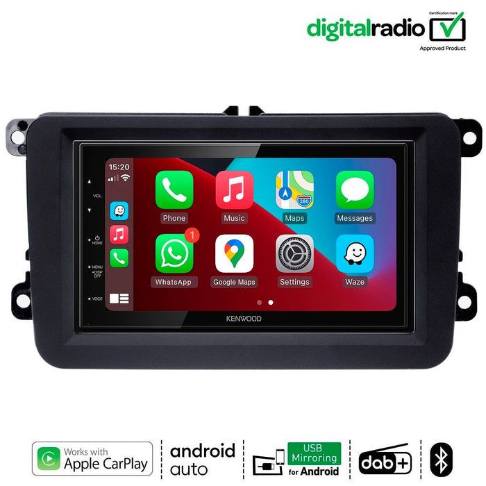 Kenwood DMX5020DABS Car Stereo & Fitting Kit for VW Tiguan 5N 2007 to 2015 6.8" Touchscreen Apple CarPlay Android Auto | DAB Aerial Included