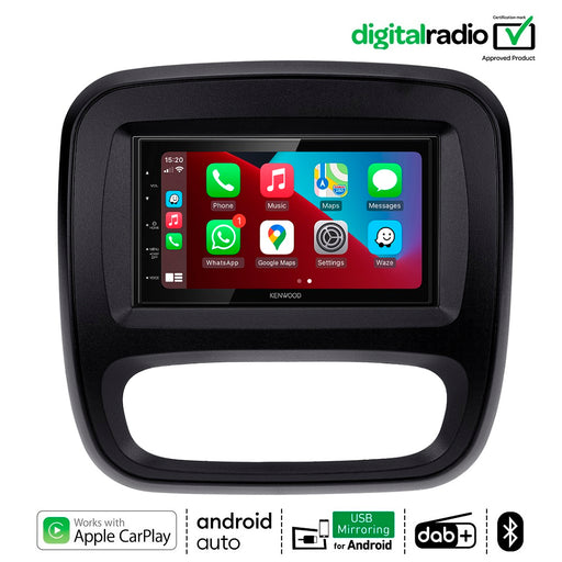 Kenwood DMX5020DABS Car Stereo & Fitting Kit for Vauxhall Vivaro B 2014 to 2018 6.8" Touchscreen Apple CarPlay Android Auto | DAB Aerial Included