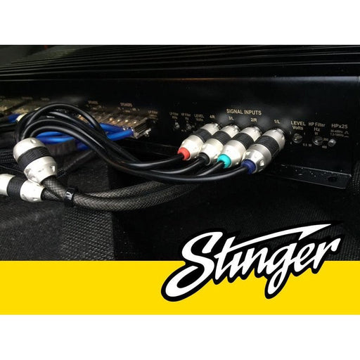 Stinger 12 FT 2-Channel, Directional Twisted Silver/Copper Interconnects with to Male RCAs 8000 Series