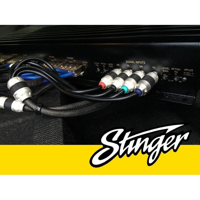 Stinger 12 FT 2-Channel, Directional Twisted Silver/Copper Interconnects with to Male RCAs 8000 Series