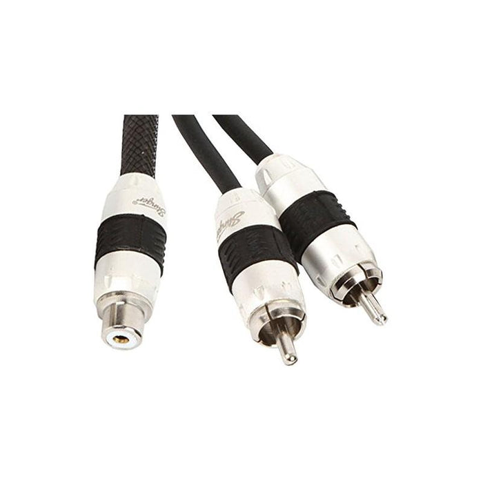 Stinger 8000 SERIES, 2-Channel Twisted Silver/Copper Y Interconnect with 2 Male to 1 Female RCA T