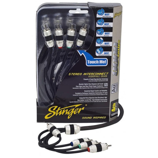 Stinger 12 FT 4-Channel, Directional Twisted Silver/Copper Interconnects with to Male RCAs 8000 Series