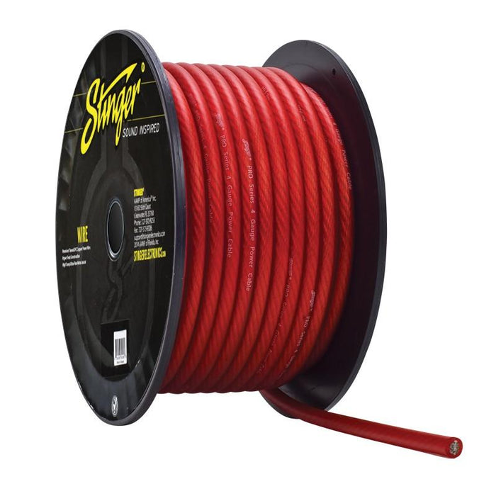 4GA, Ultra Flexible OFC Pro Series Power Wire - Matte Red, 250 FT Length