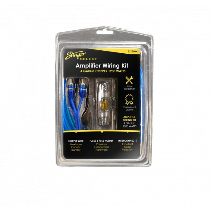 Stinger 1200W, 4GA Copper, Complete Amp Wiring Kit with ANL Fuse holder