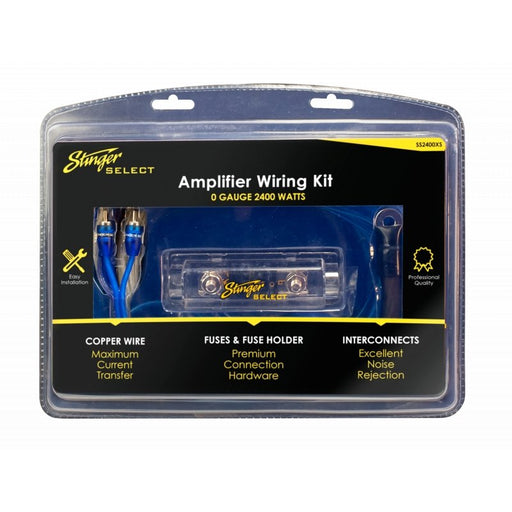 Stinger 2400W, 1/0GA Copper, Complete Amp Wiring Kit with ANL Fuse holder