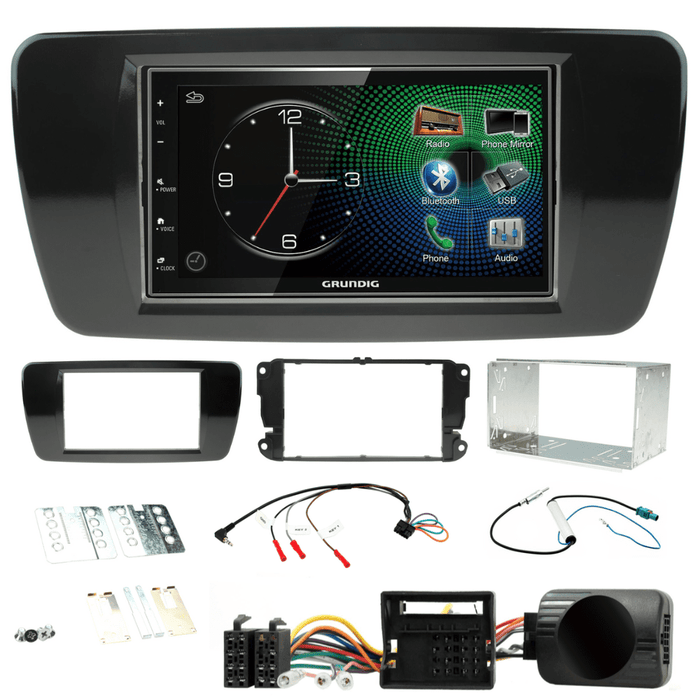 GRUNDIG GX-3800 Black DOUBLE DIN CAR STEREO & FITTING KIT FOR Seat Ibiza 6J 2008-2014 APPLE CARPLAY ANDROID AUTO | DAB Aerial Included