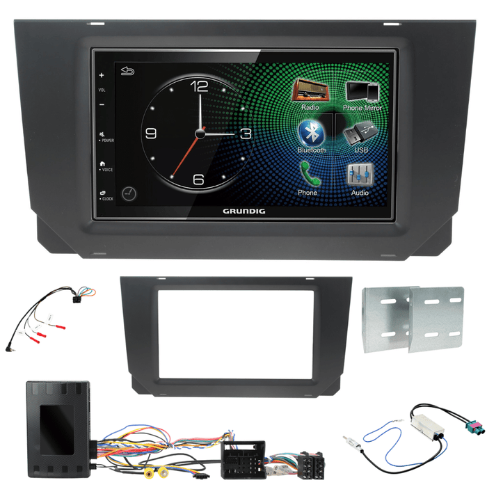 GRUNDIG GX-3800 DOUBLE DIN CAR STEREO & Grey FITTING KIT FOR Seat Ibiza KJ 2017-2021 APPLE CARPLAY ANDROID AUTO | DAB Aerial Included