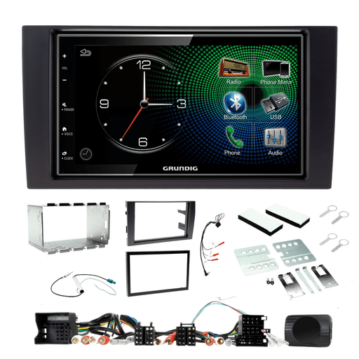 Grundig GX-3800 Double Din Car Stereo BLACK & GREY Fitting Kit for Audi A4 E8 2001-2008 Apple Carplay Android Auto Dab | DAB Aerial Included