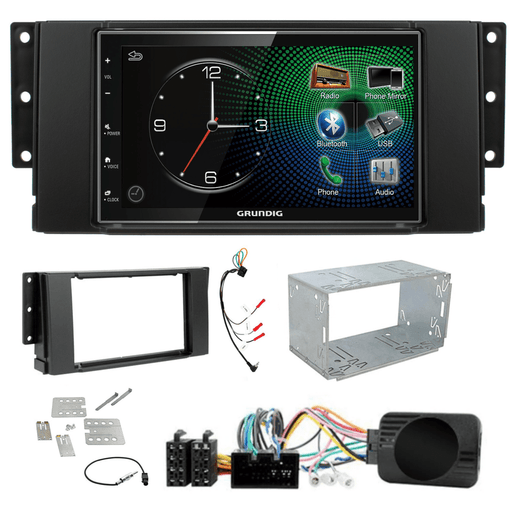 Grundig GX-3800 Double Din Car Stereo & BLACK Fitting Kit for Land Rover Freelander MK2 2006-2014 Apple Carplay Android Auto Dab | DAB Aerial Included
