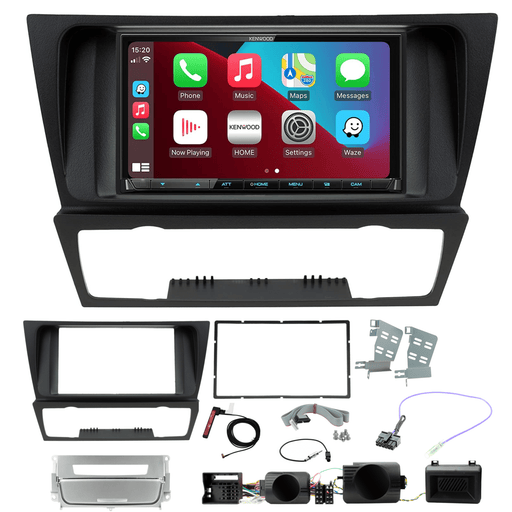 Kenwood DMX8020DABS Double Din Car Stereo Fitting Kit for BMW 3 SERIES E90/E91/E92/E93 2005 to 2012 Non Amplified with A/C & Silver Pocket Apple Carplay |Android Auto | DAB Aerial Included