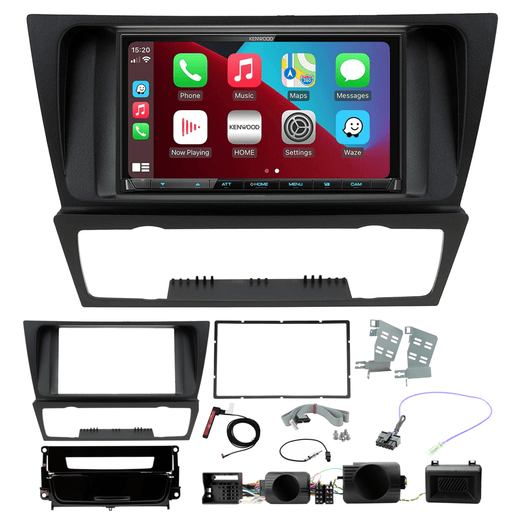 Kenwood DMX8020DABS Double Din Car Stereo Fitting Kit for BMW 3 SERIES E90/E91/E92/E93 2005 to 2012 Non Amplified with A/C & Gloss Black Pocket Apple Carplay |Android Auto | DAB Aerial Included